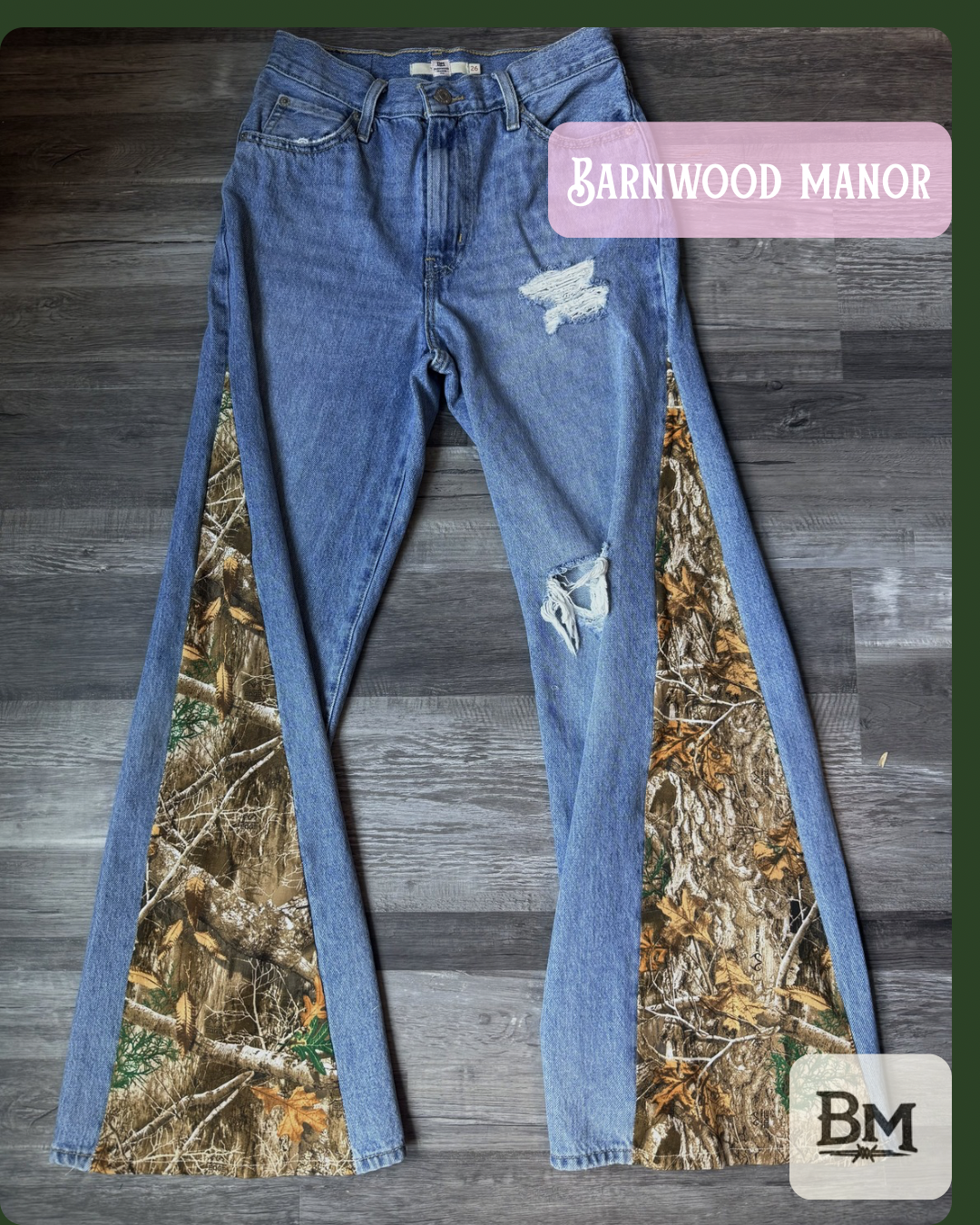 Camo Upcycled Jeans Size: 26