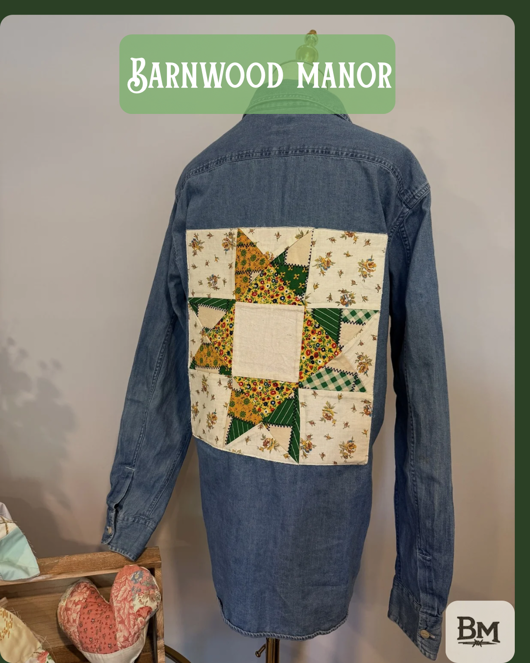 Quilt Patch Work Denim Button Down