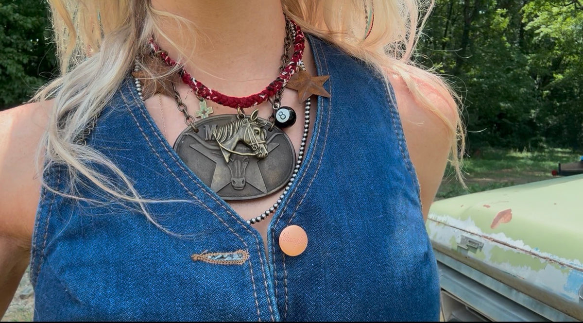 Marlboro Inspired Layered Western Necklace Set