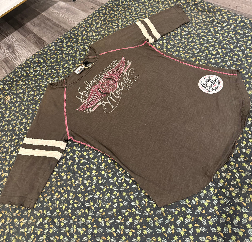 Gray and Pink HD Baseball Tee