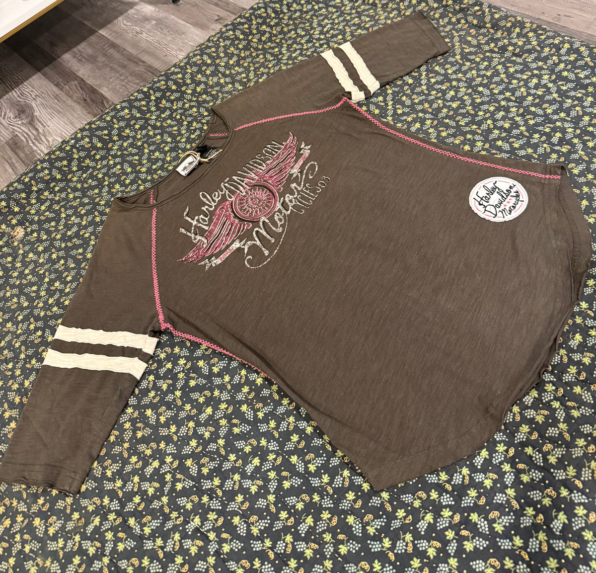 Gray and Pink HD Baseball Tee