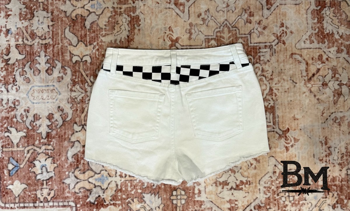 White Checkered Shorts