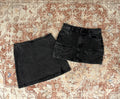 High Waisted Black Denim Skirt