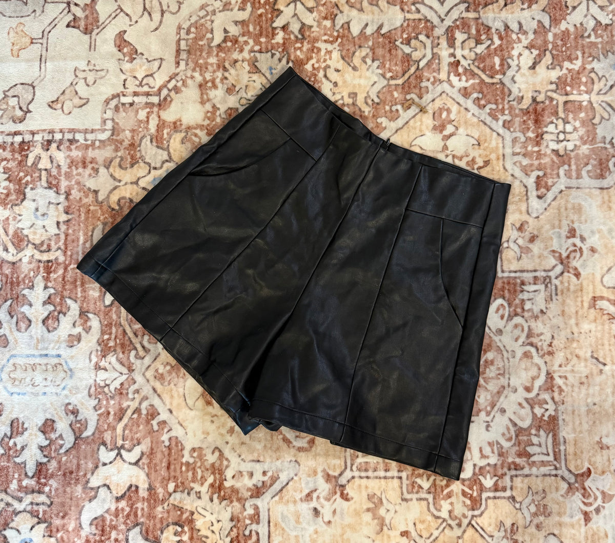High Waisted Faux Leather Shorts