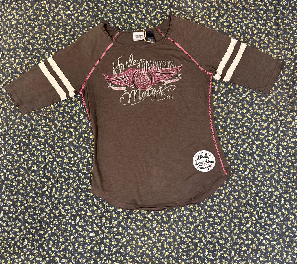 Gray and Pink HD Baseball Tee