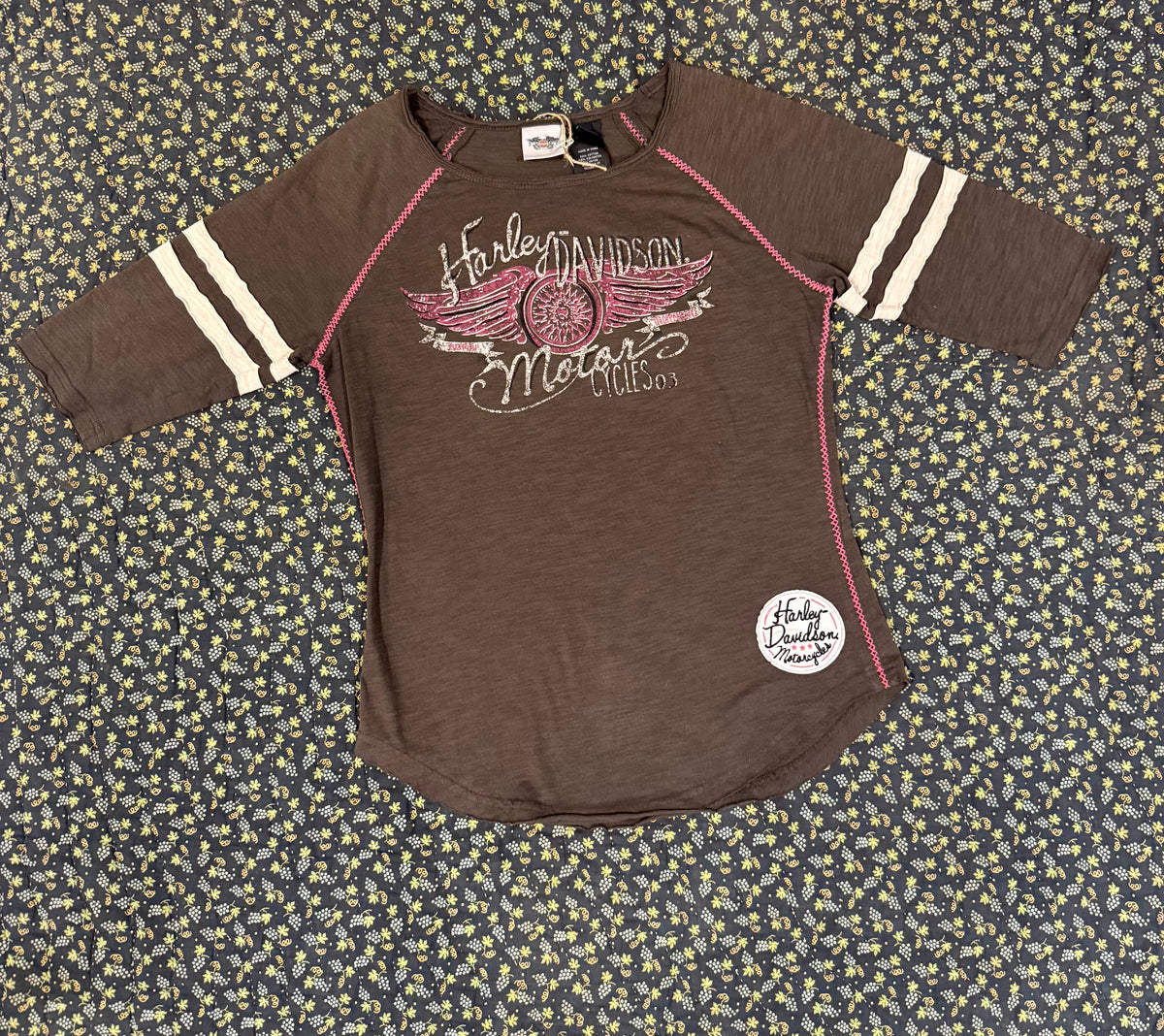 Gray and Pink HD Baseball Tee